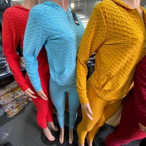 Baby Blue Long Sleeve Zipper Hoodie + Leggings